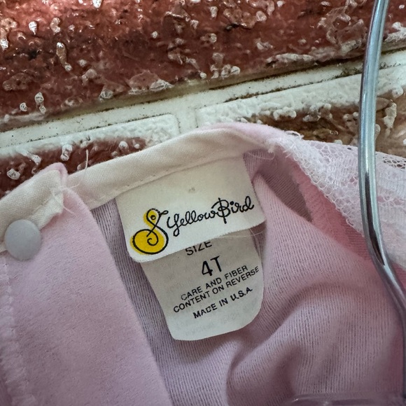 Vintage Yellow Bird pink frilly micro fleece footed pajamas 4t girls - Picture 4 of 6